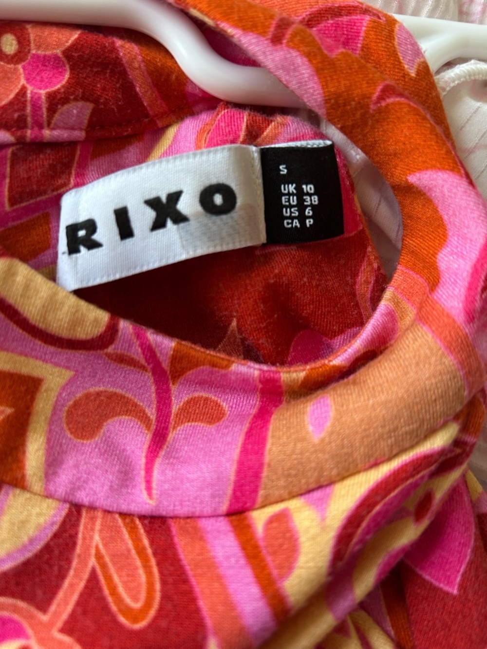 RIXO Pink, Orange & Yellow Floral Retro Dress